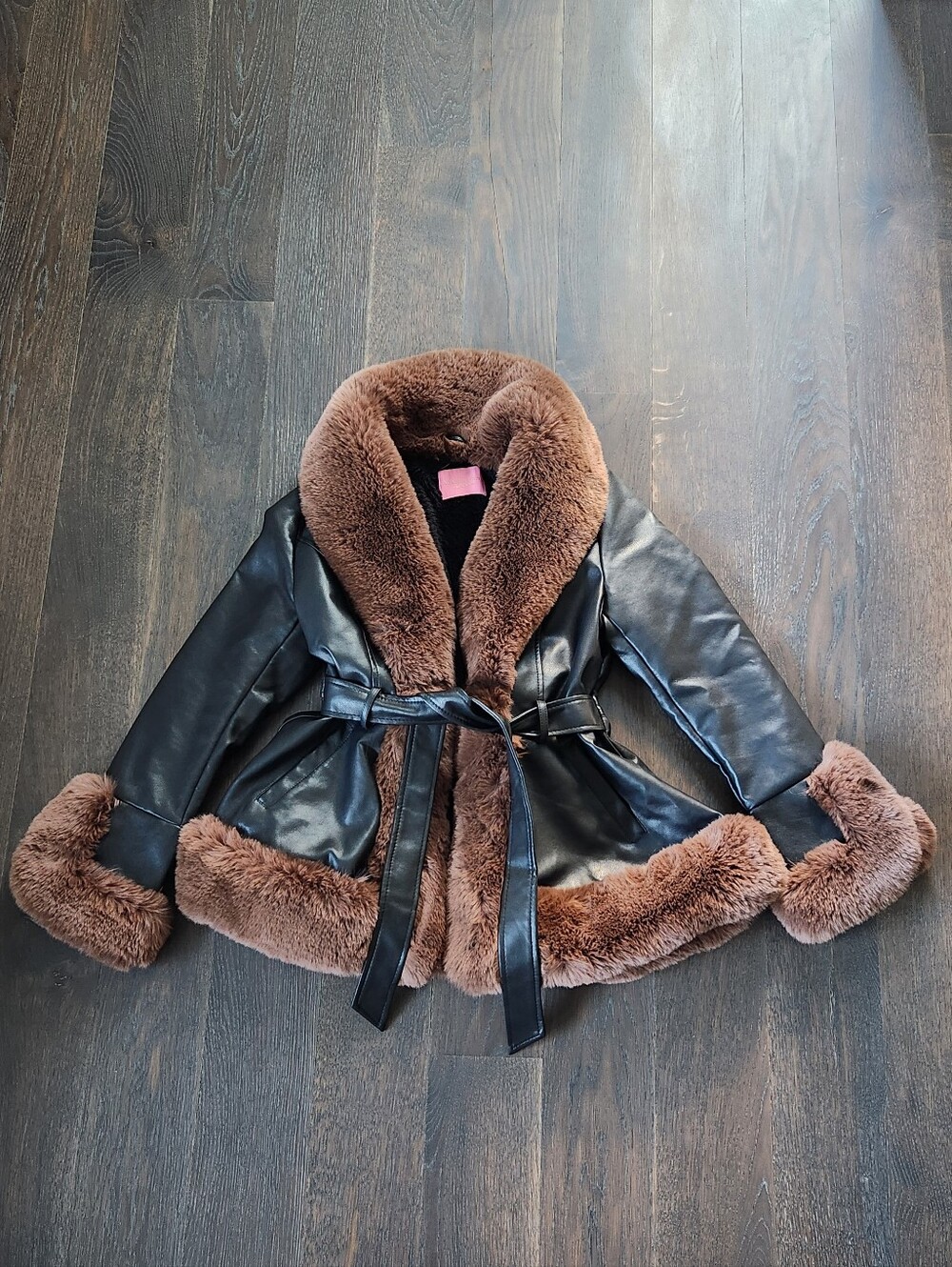 Azalea Wang Faux Leather And Fur Coat